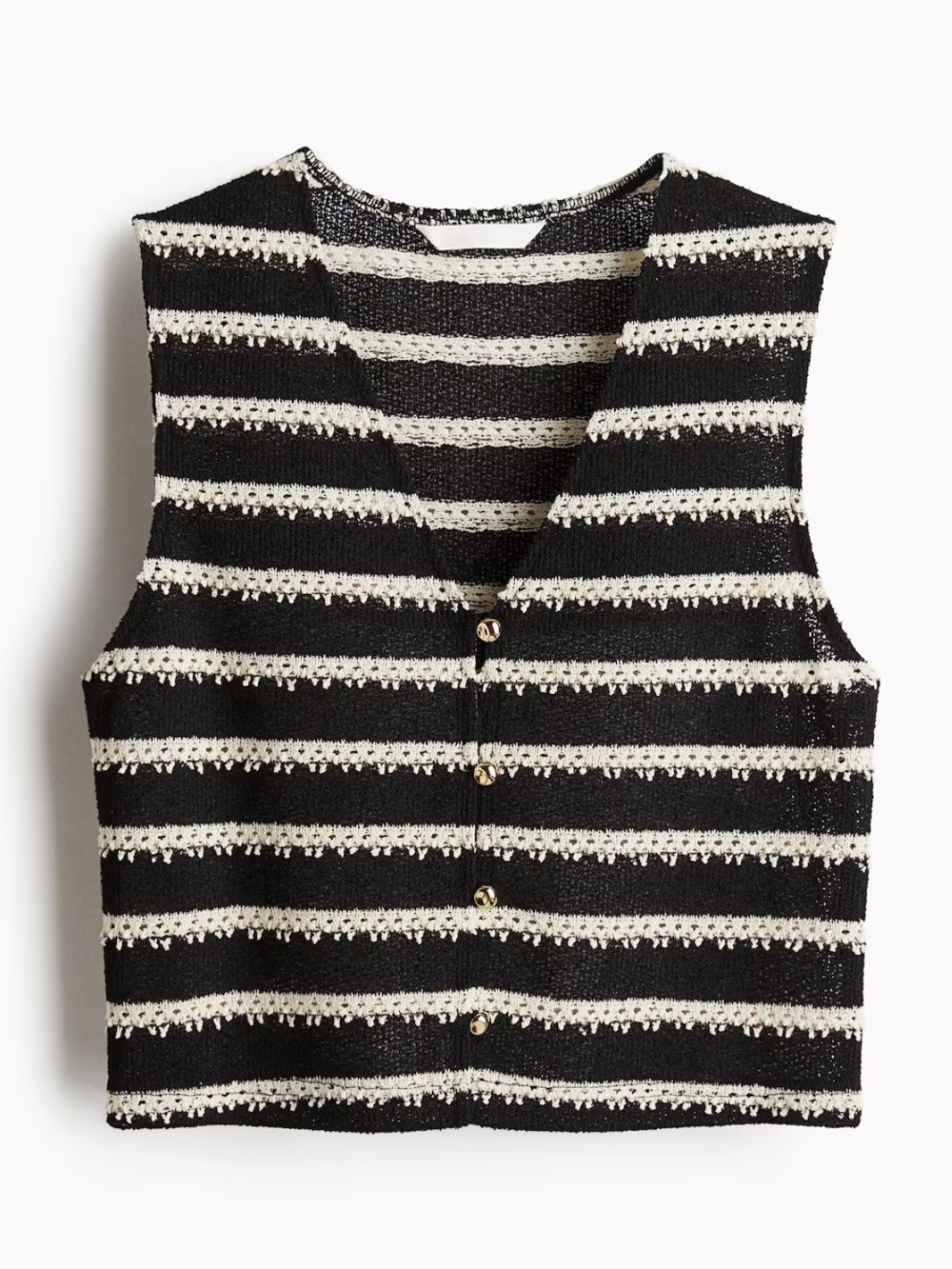 H&M Black Striped Textured Jersey Vest | L
